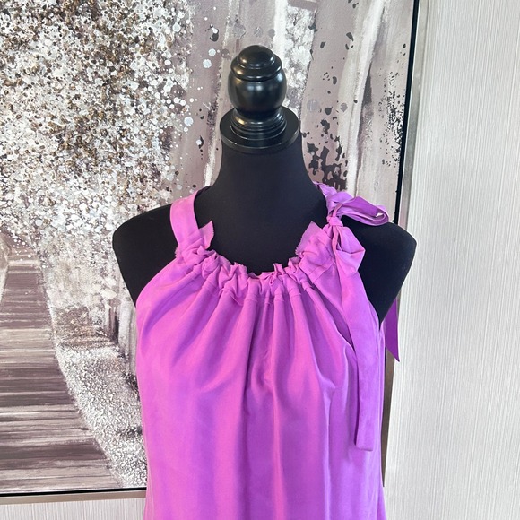 Banana‎ Republic Lavender 100% Silk Sleeveless BowDress NWT - Size 10 - Picture 2 of 9